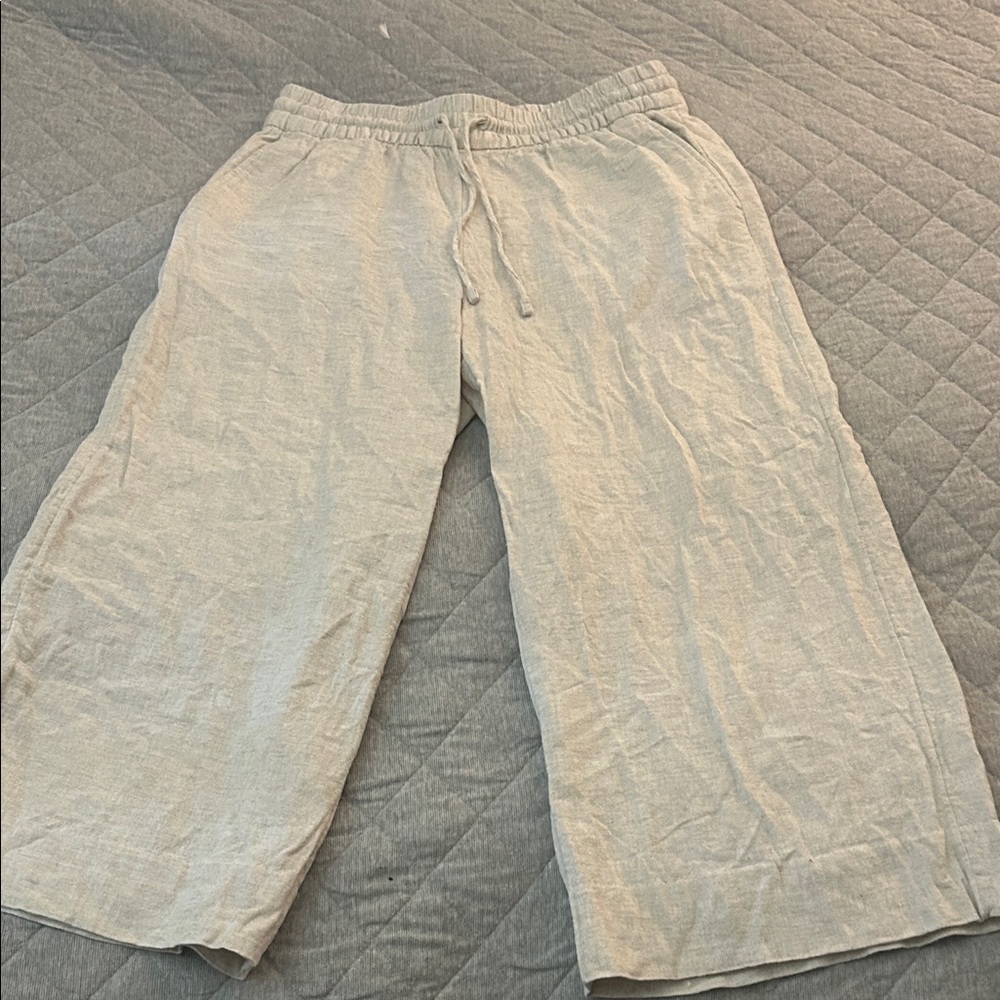 Banana Republic Cream Wide-Leg Crop Pants